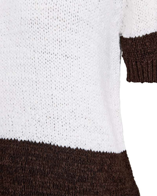 Freequent trui Stapper brilliant white/coffee bean