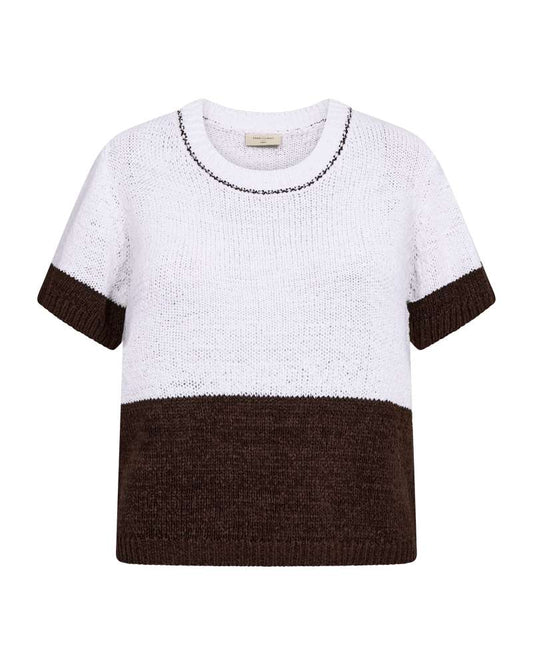 Freequent trui Stapper brilliant white/coffee bean