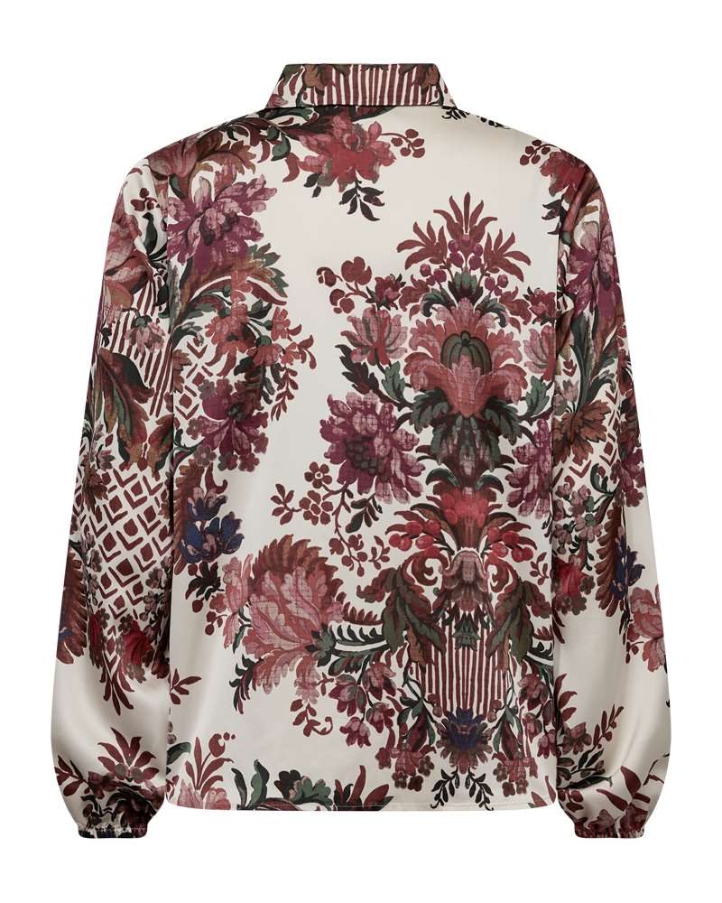 Bloemenprint blouse met opstaande kraag, lange mouwen en knoopsluiting