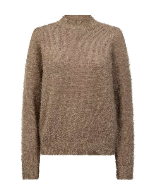 Freequent trui in taupe met lange mouwen en een ronde hals