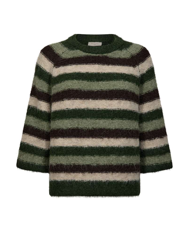 Freequent trui Lulu striped deep forest/call green melange