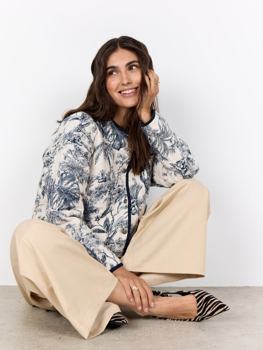 Soyaconcept vestjas Carli donkerblauw/ecru