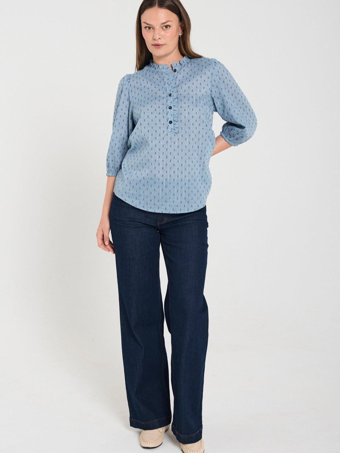 Freequent top Dina vintage indigo melange