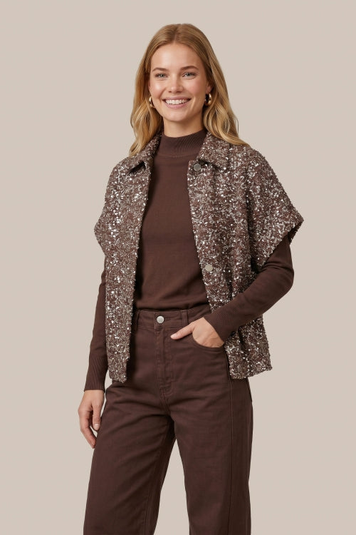 CS The Label gilet Gilana mocha brown/color mix