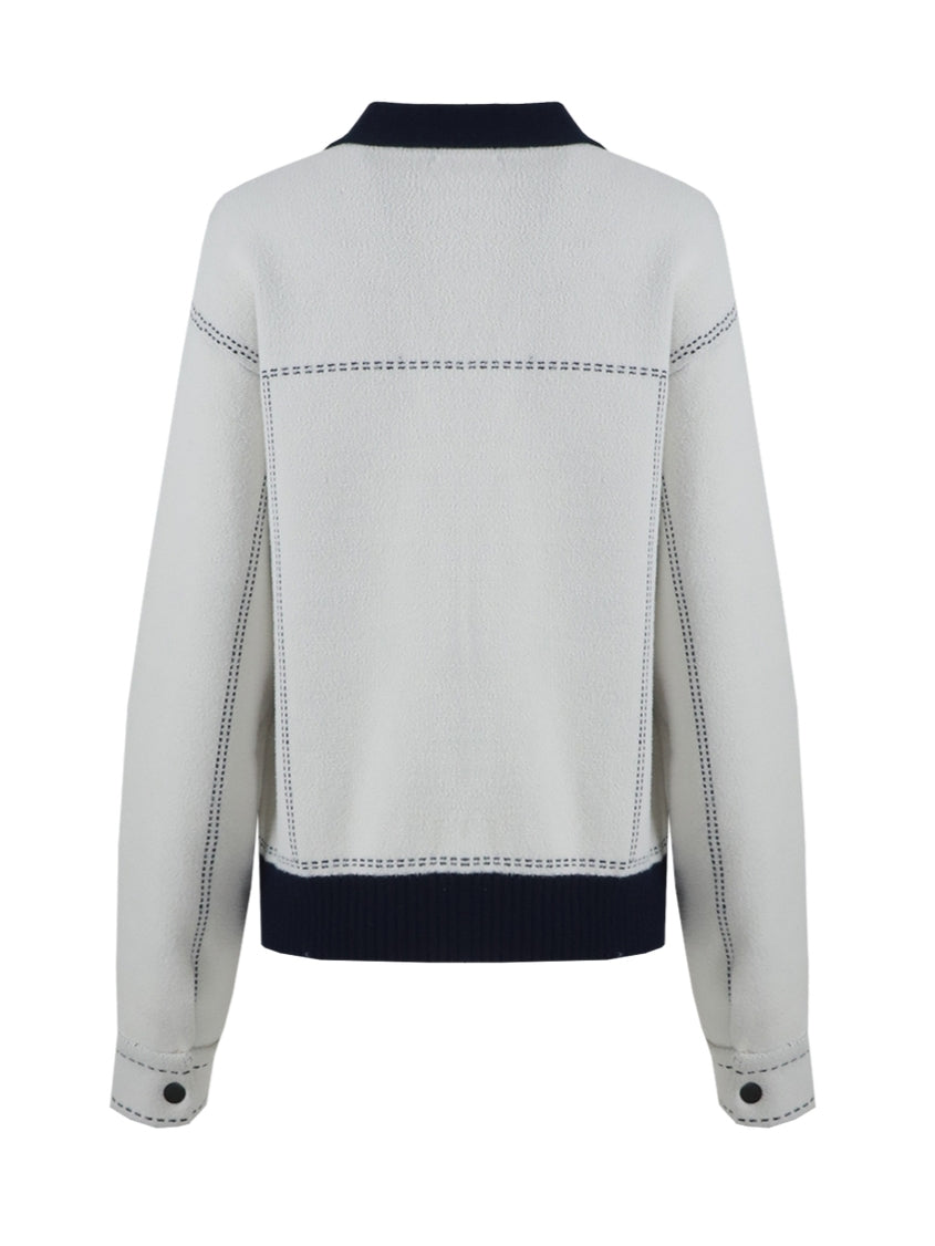 C&S vest Clemence wool white/midnight blue
