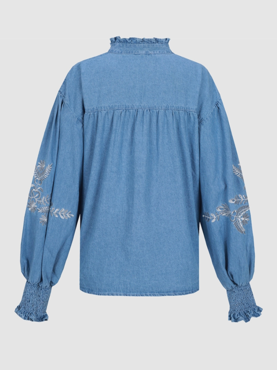 C&S blouse Liora denim mid blue