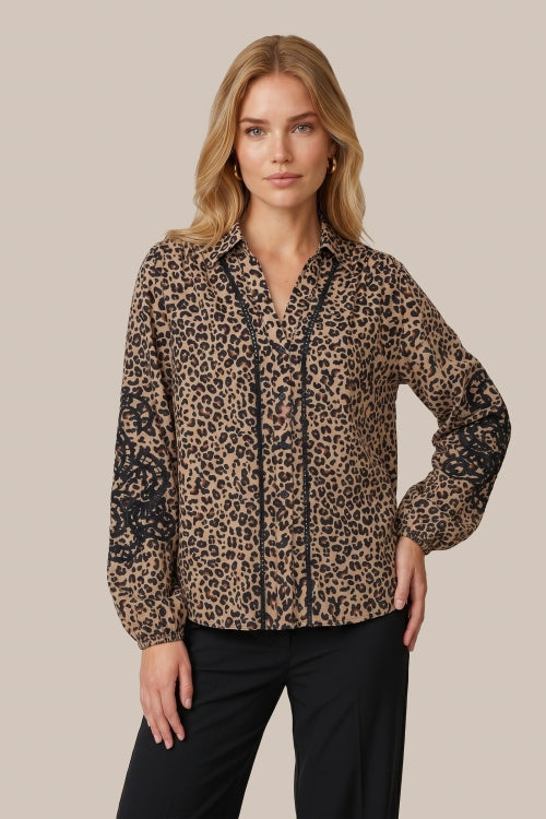 CS The Label blouse Leo black/mocha brown
