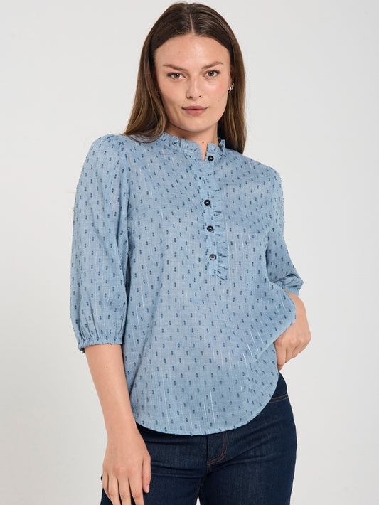 Freequent top Dina vintage indigo melange