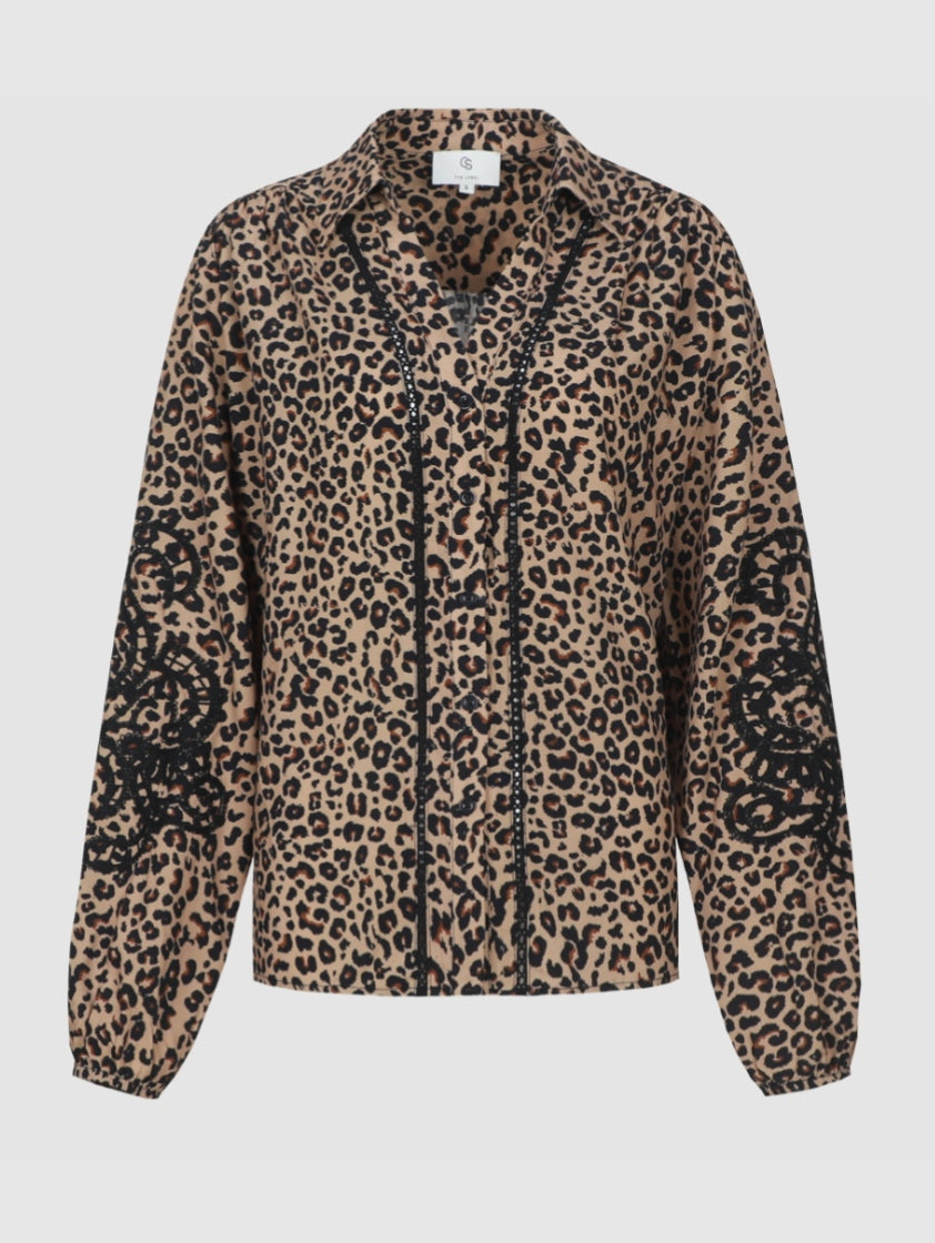 CS The Label blouse Leo black/mocha brown