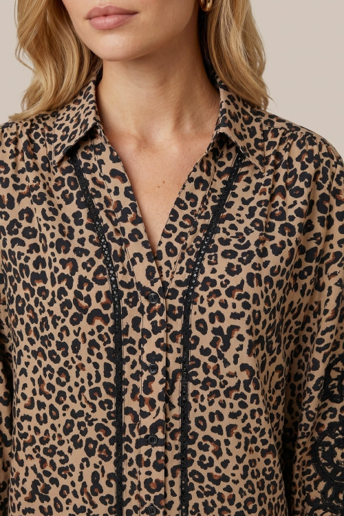 CS The Label blouse Leo black/mocha brown