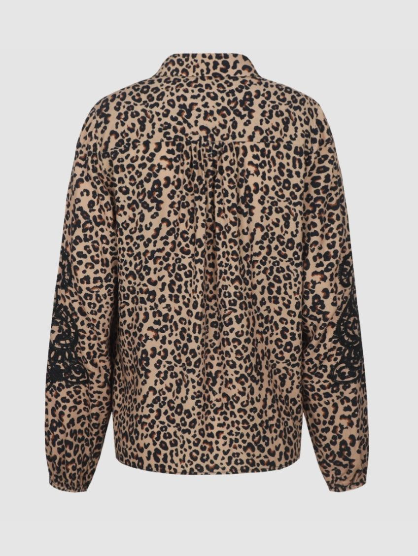 CS The Label blouse Leo black/mocha brown