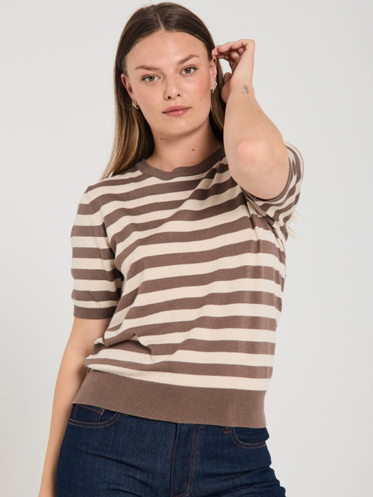 Freequent trui Joel striped morel/moonbeam